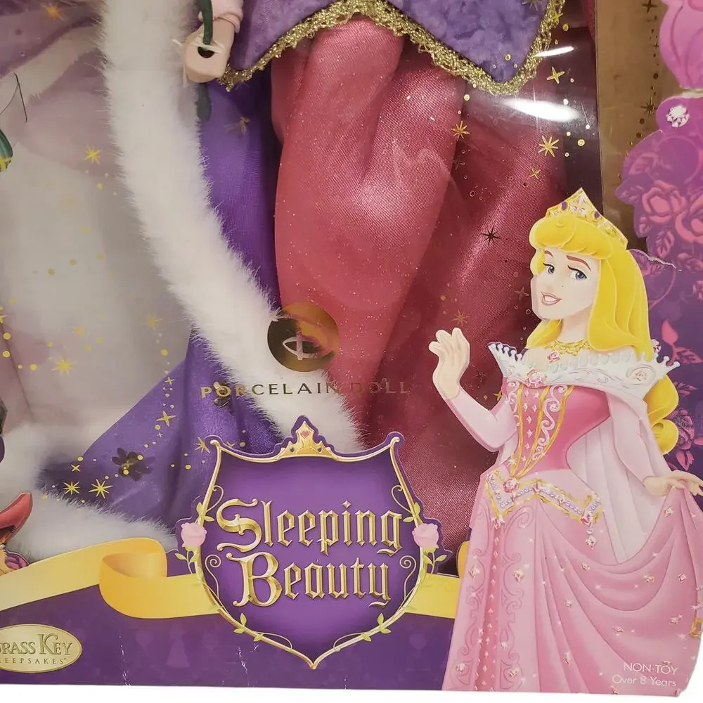 Disney Princess Sleeping Beauty Aurora Porcelain Doll Brass Key Keepsakes